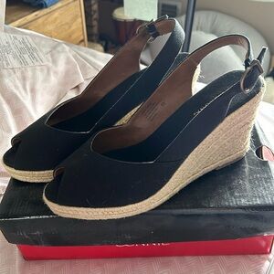 Merona Black Canvas Espadrille Wedges - 11